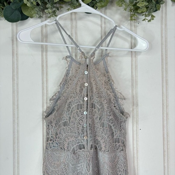 Free People Lace Halter Dress Womens XS Grey Boho Mini Fairy Festival Feminine - Picture 9 of 12